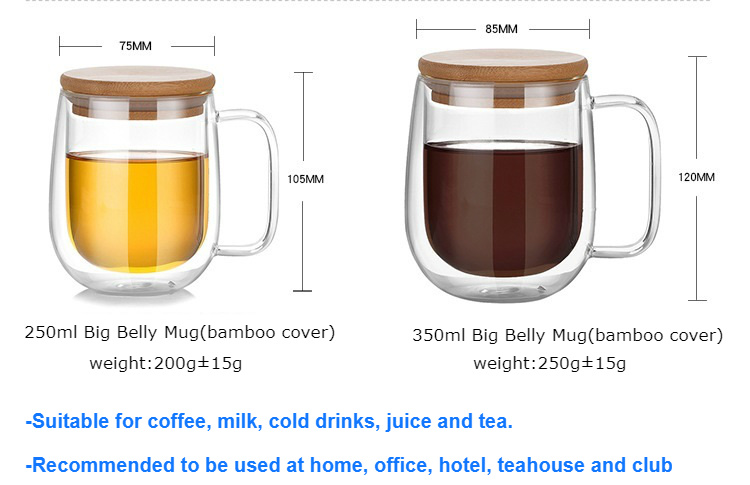 Tea Milk Coffee Juice Drinks Vacuum Glass Mug with Cover