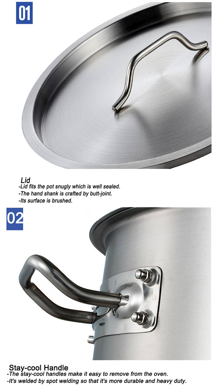 China Manufacturer Stainless Steel Cooking Stock Pot Cookware Kitchen