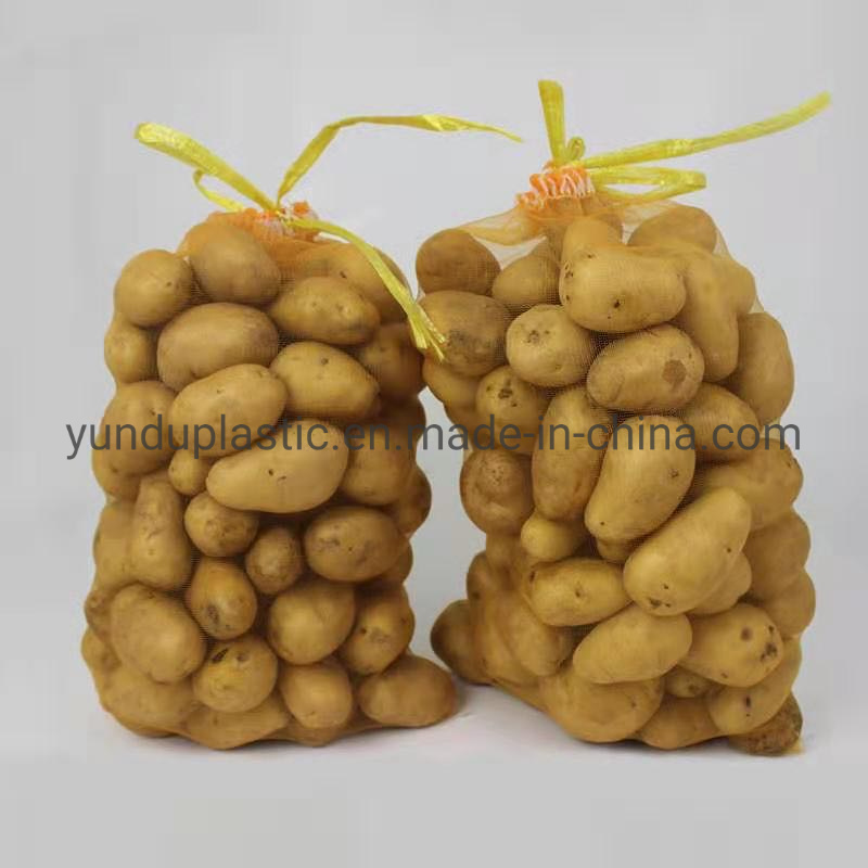 Customized PP Drawstring Vegetable Mesh Bag Packing 50kg Onions Potatoes