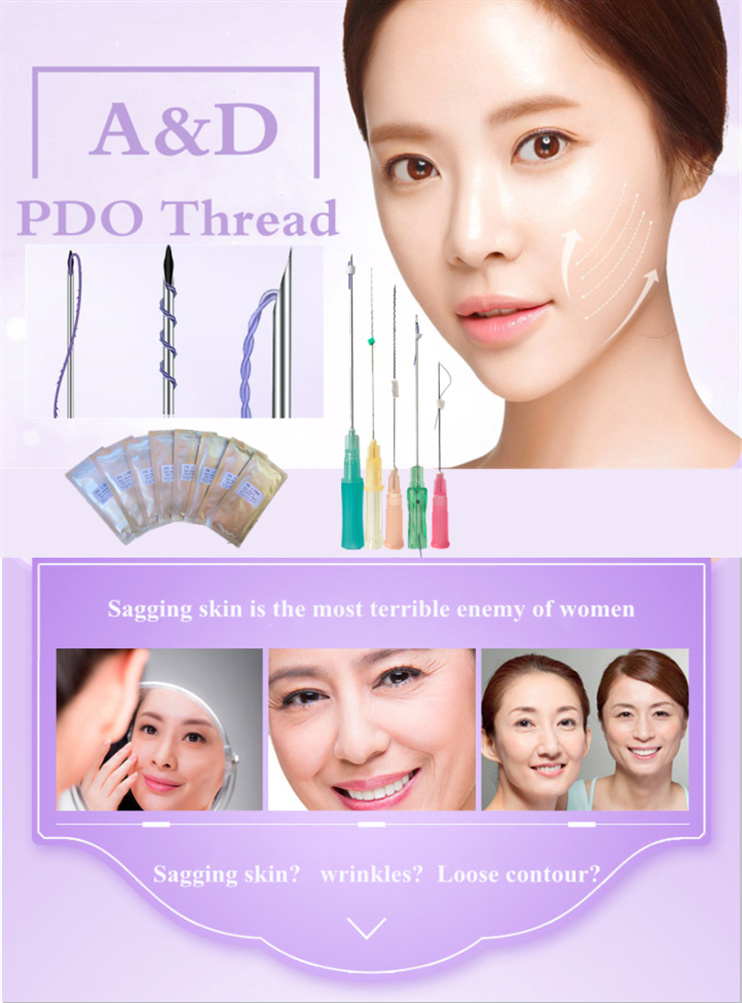 Absorbale Suture Pdo Thread with Sharp or Blunt Needle for Facial Lift