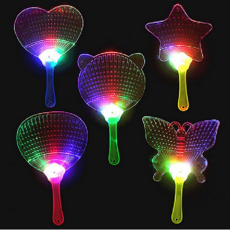 Flashing LED Light-up Flashing Multi-Color Flat Hand Fan