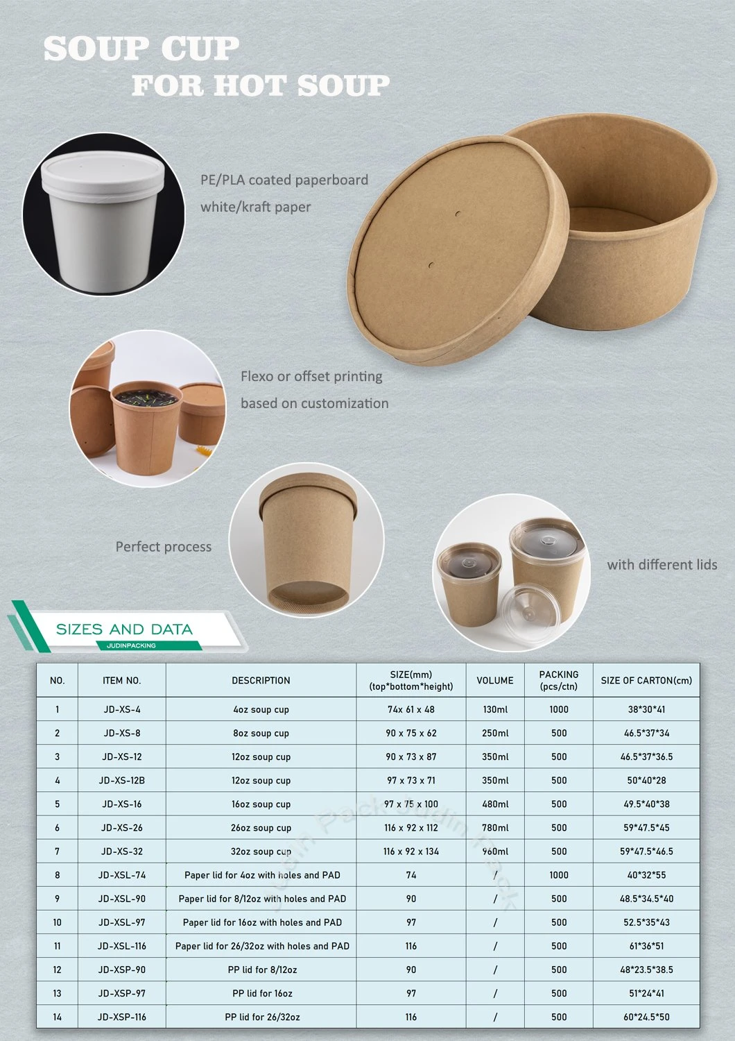 Takeaway Paper Soup Cup Hot Soup Bowls with Lid