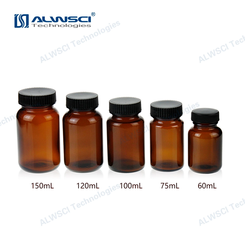 Alwsci Wide Mouth 75ml 38-400 Wide Mouth Amber Glass Bottle