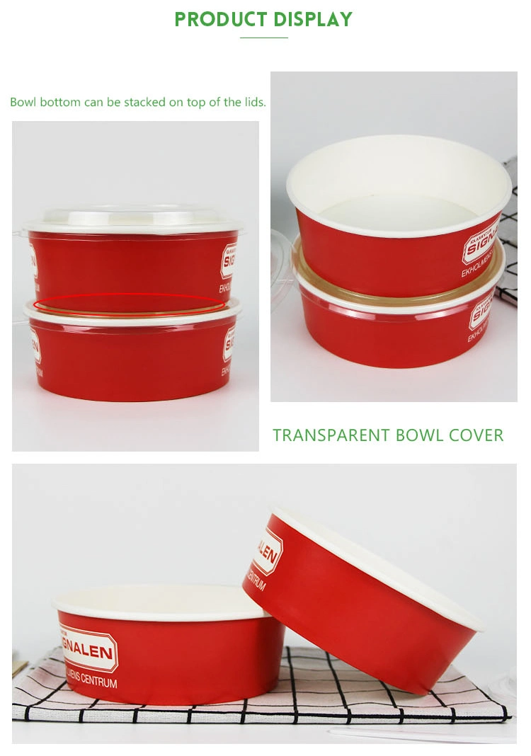 1000ml Paper Poke Bowl with Lid for Salad/Rice/Noodle/Sushi/BBQ