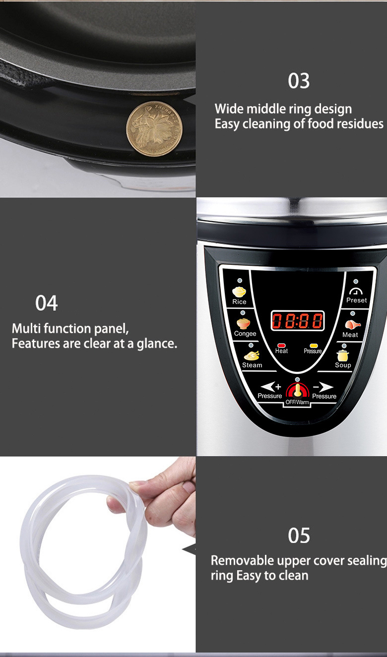 D06 Hot Sales Instant Hot Pot Pressure Cooker 7 in 1 110V-220V Household Easy Operate Kitchen Electric Pressure Cooker