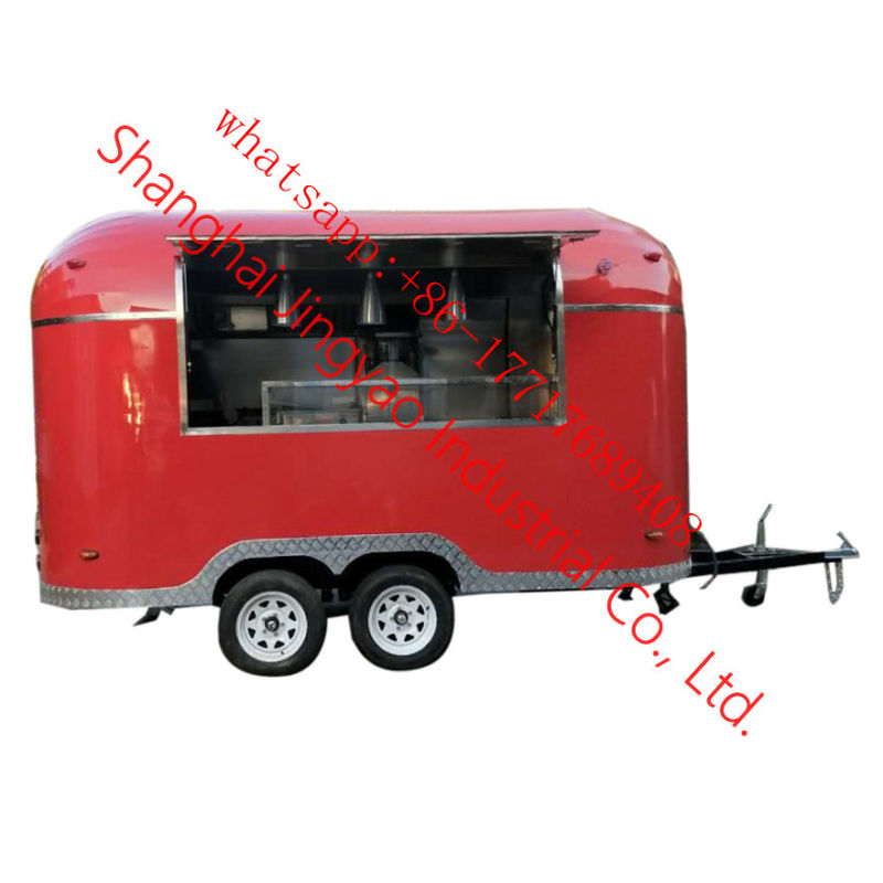 New Style Mobile Shiny Stainless Steel Fast Food Truck Hot Food Vending Truck Sandwich Food Kiosk Cart Outdoor Hamburg Food Trailer