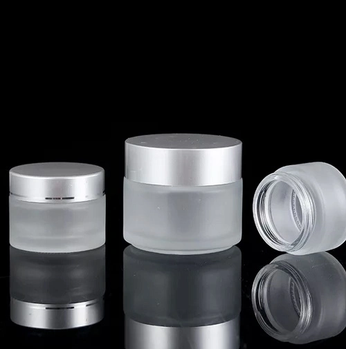 5g - 60g Cosmetic Cream Glass Jar with Silver Lid / Custom Wide Mouth Glass Jar