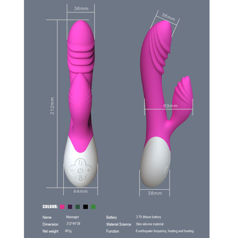 BS1015 Mini Electric Self-Heating Silicone Vibrator Wireless Charging Dildo Female Vagina Vibrator