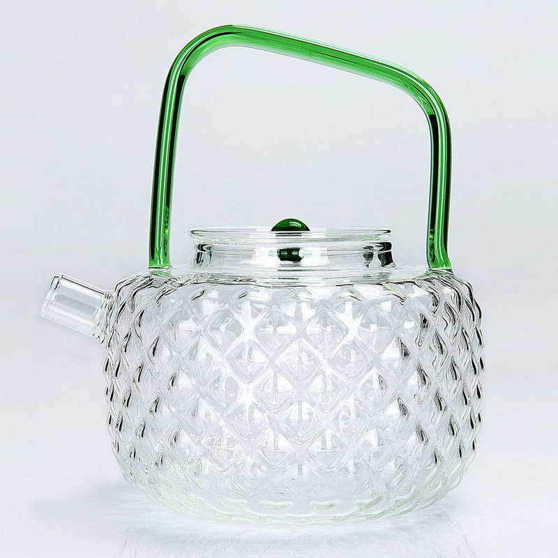 Cold and Hot Beverage Unique Thick Glass Diamond Pattern Homemade Water Tea Pot