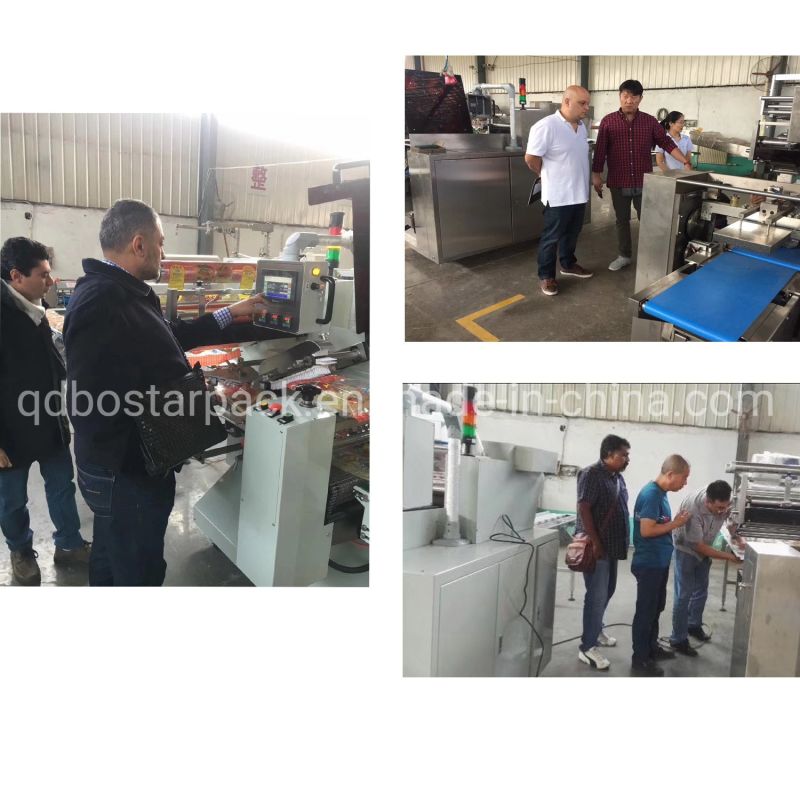 Four Servo Motors High Quality Fresh Rice Noodles Vegetables Pita Bread Paratha Automatic Horizontal Pillow Bag Flow Wrapping Packaging Machine