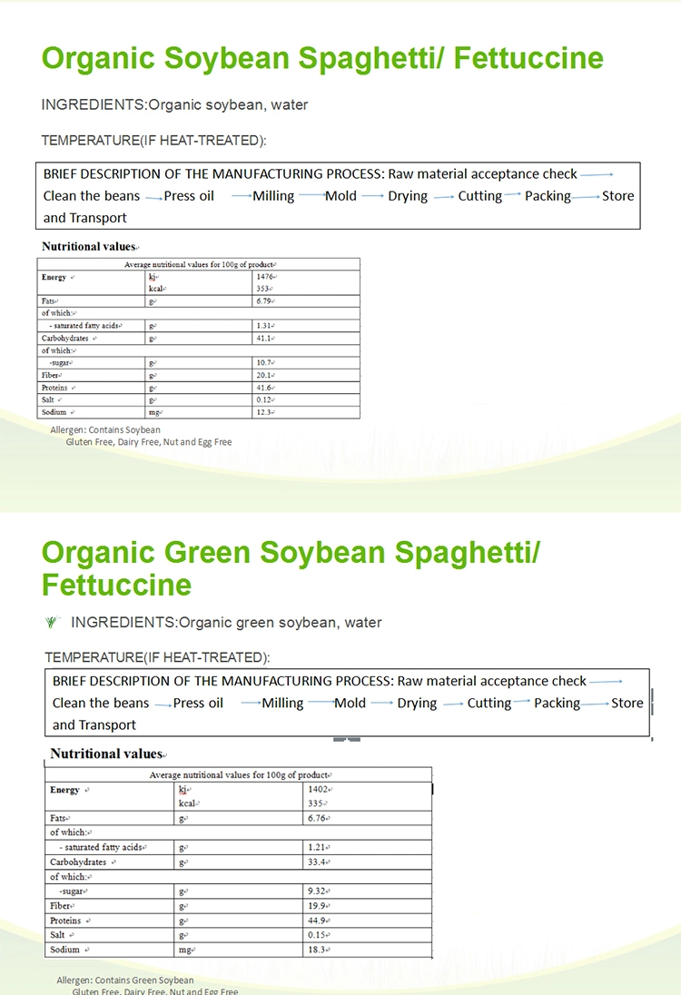 Healthy Natural Low-Fat Low-Calorie Soybean Pasta Noodles