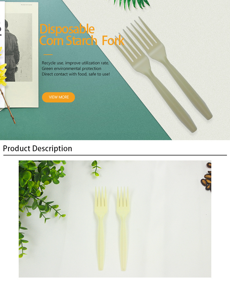 2020 Hot Sale Cornstarch Forks Eco-Friendly Cornstarch Fork Bulk Cornstarch Plastic Fork for Salad