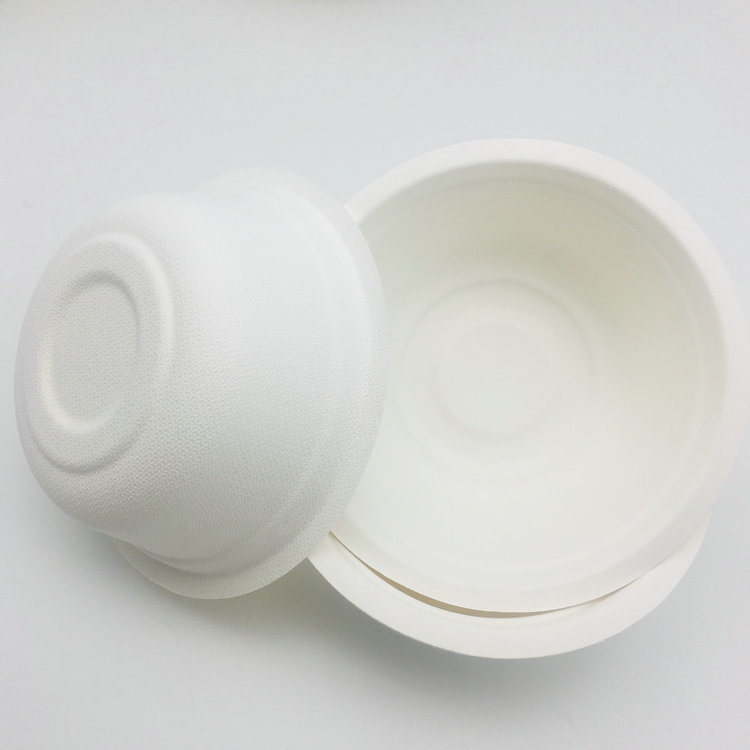 Disposable White Take Away Hot Soup Paper Pulp Bagasse Sugarcane Bowl