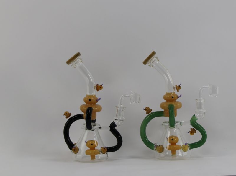 9 Inch Little Yellow Duck Glass Water Pipe Two Color Smoking Glass Pipe with 14mm Female Bowl