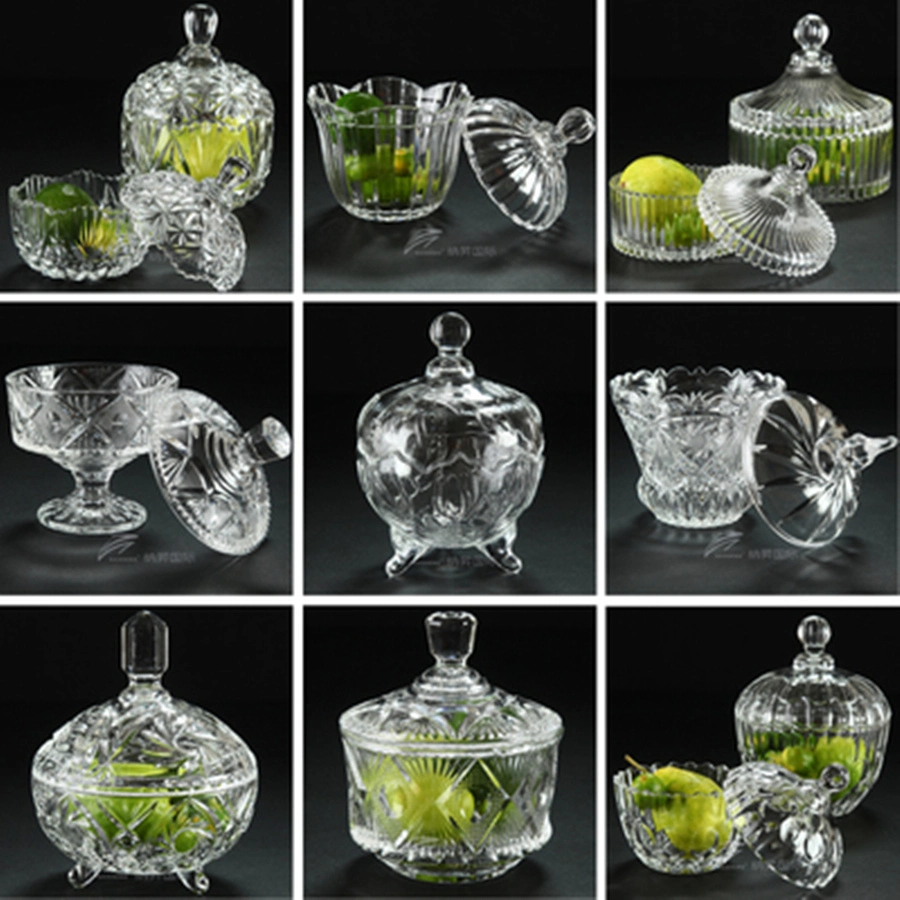 Clear Glass Crystal Design Sugar Bowls Decorative Candy Dishes
