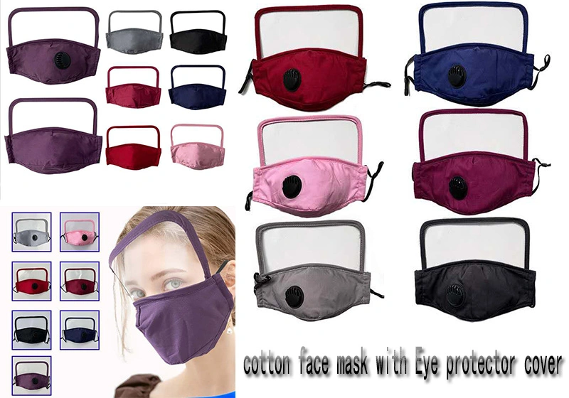 Anti-Fog Washable Cotton Face Mask with Eye Shield Pm2.5 Filters Protective Fabric Face Shield