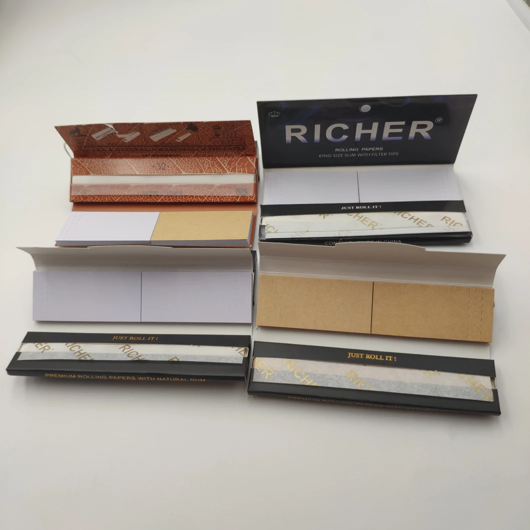 Custom Your Own Logo All Size 14GSM Hemp Cigarette Rolling Paper with Filter Tips