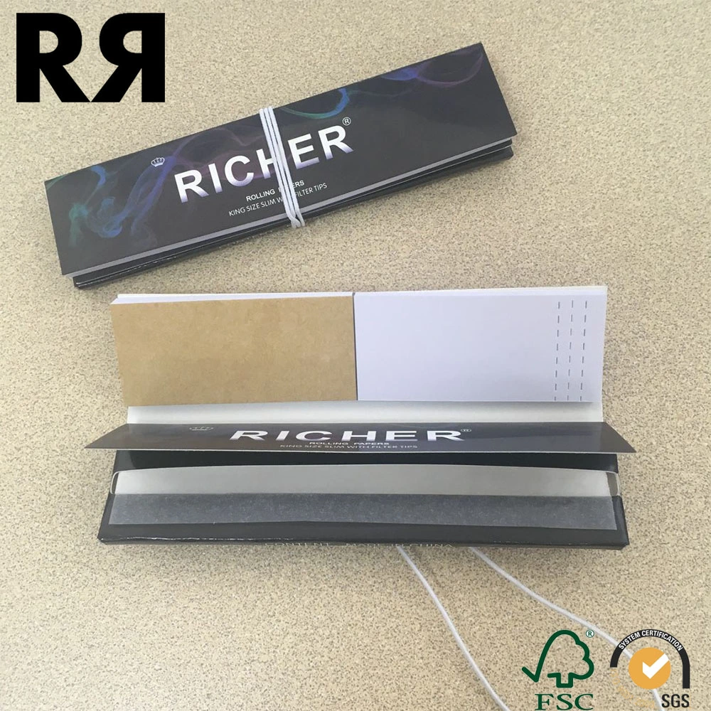 OEM/Richer Unbleached Cigarette Rolling Paper with Filters SGS& Fsc Certificate