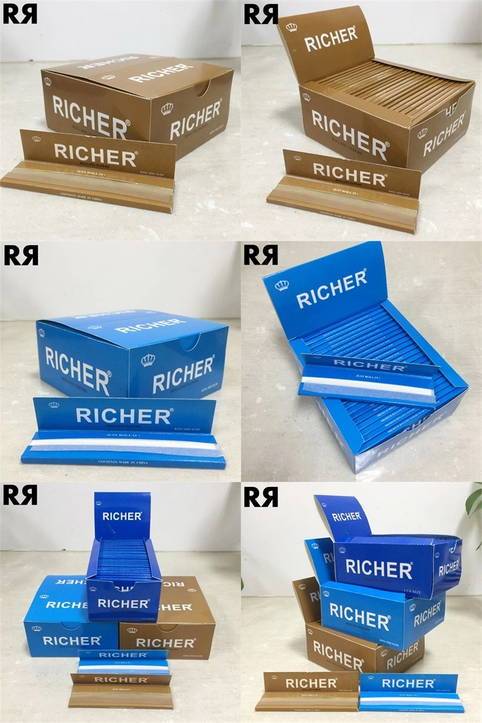 Richer 14GSM Brown Fsc & SGS & FDA Tobacco Cigarette Rolling Paper with Filter Tips