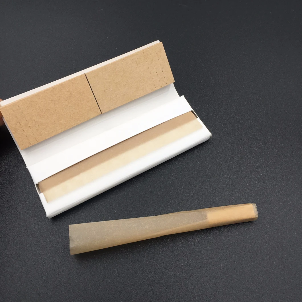 Custom 14GSM Unbleached Hemp Cigarette Rolling Paper with Filter Tips