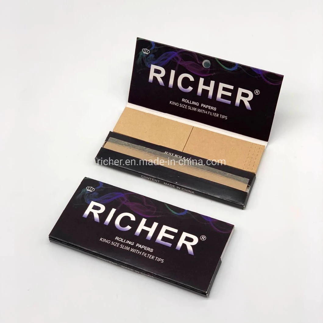 Magnetic Close Kingslim Hemp Unbleached Smoking Rolling Paper with Filters