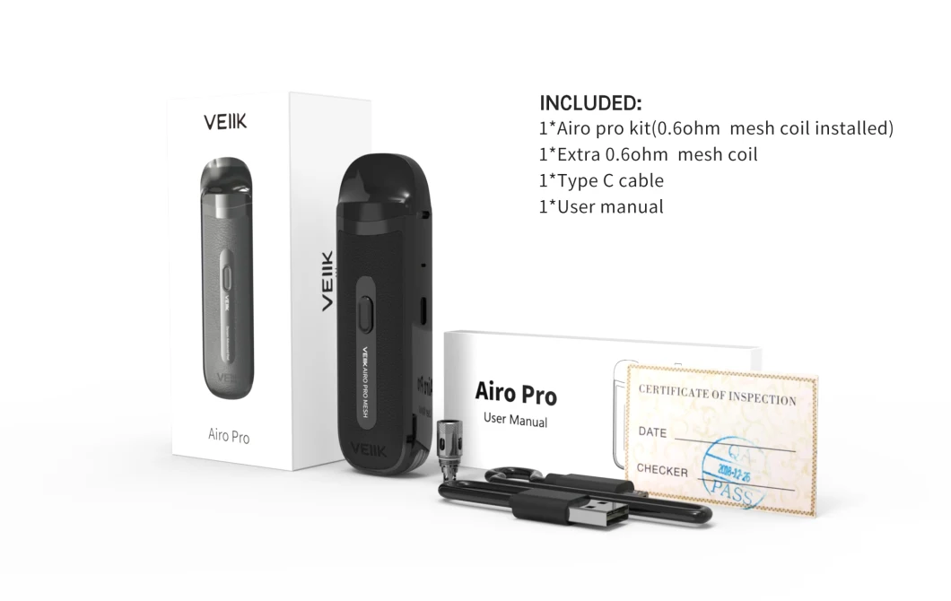 Electronic Cigarette Brands Veiik Factory Direct Supply Vape Kit Airo PRO Support Both Mtl&Dtl Vape