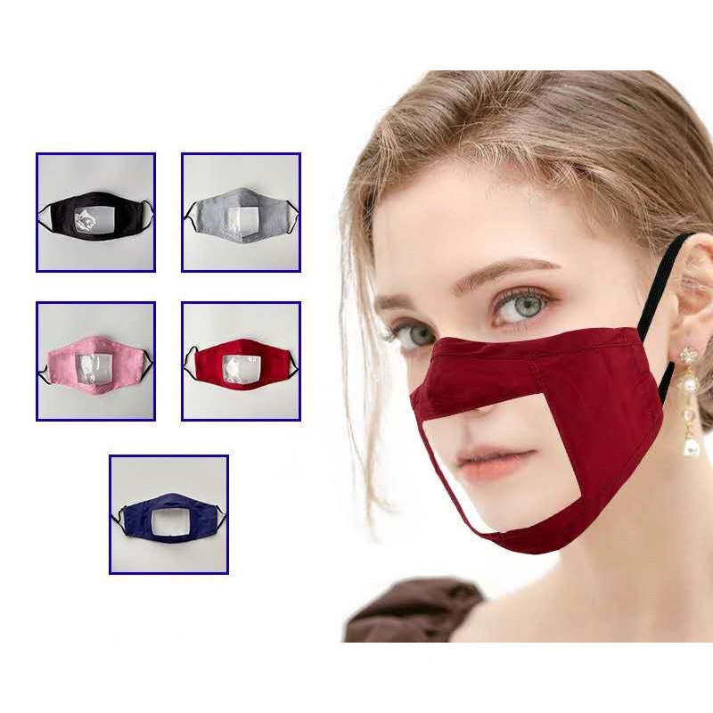 Anti-Fog Washable Cotton Face Mask with Eye Shield Pm2.5 Filters Protective Fabric Face Shield