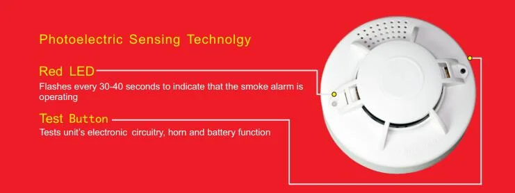 Hotels Use Fire Alarm Standalone Smoke Detector Cigarette Photoelectric Smoke Alarm Detector