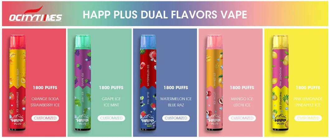 4 Flavors 1800 Puff for Retail Dual Flavors Vape Pen with Beautiful Packaging