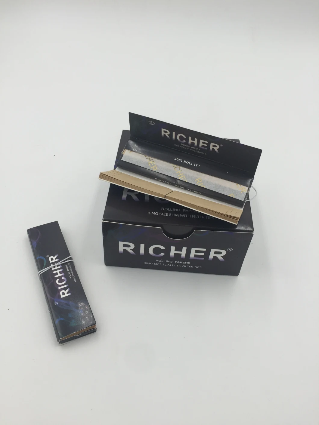 14GSM Make Your Own Brand Classic Type Unbleached Hemp Cigarette Rolling Paper with Filter Tips Package