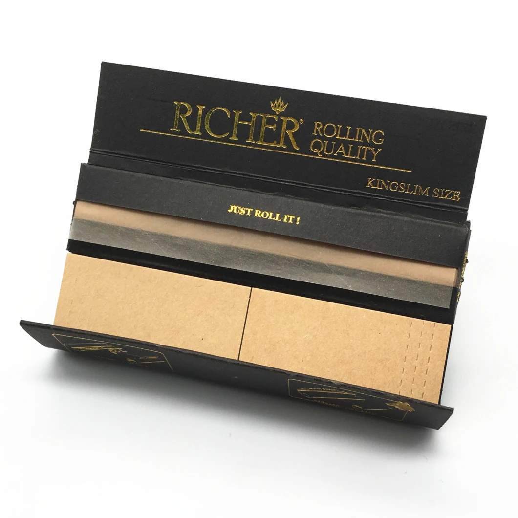 Golden Foil Package Richer Brand Rolling Papers with Filters and Grinder