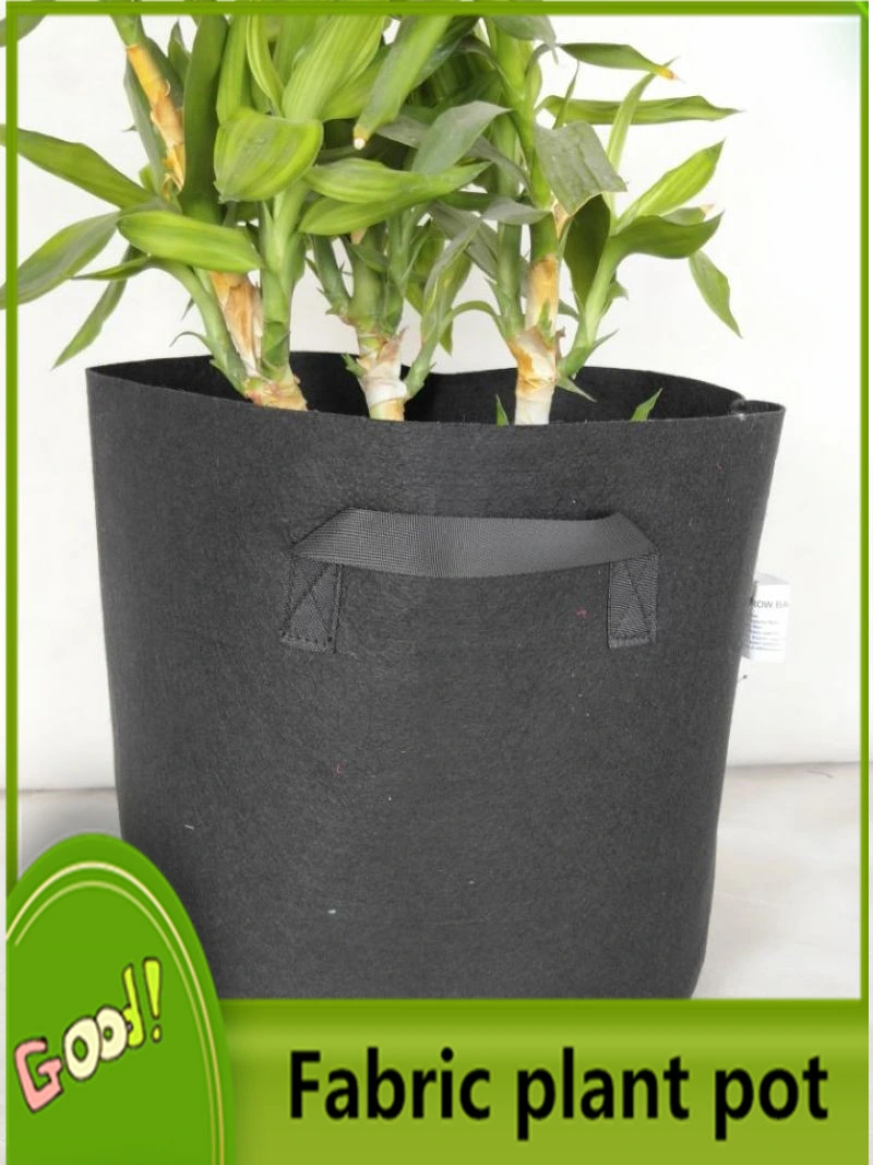 Breathable Fabric Flower Pot Grow Bag PP Flower Pot in Black/Camel with Handles
