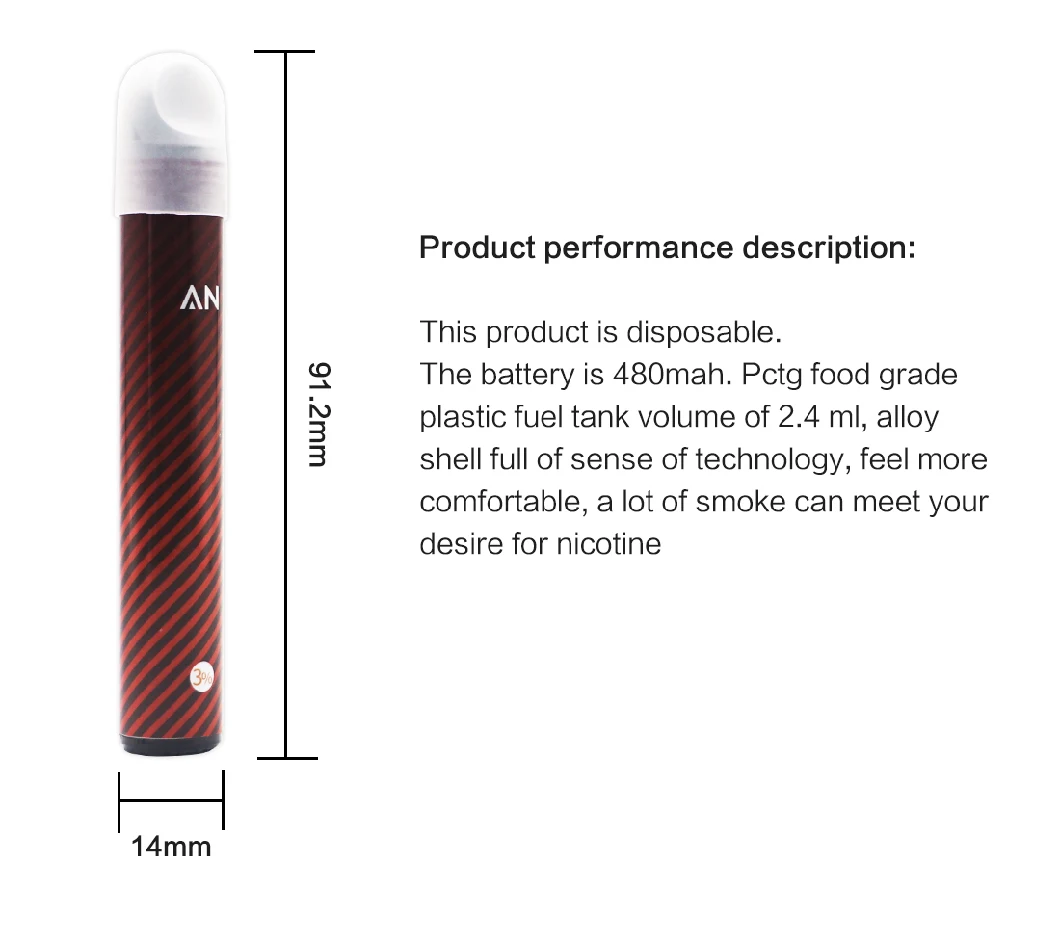 Rechargeable Electric Cigarette Vaping Pod Device 480mAh E-Cigarette with Reusable Cartridges