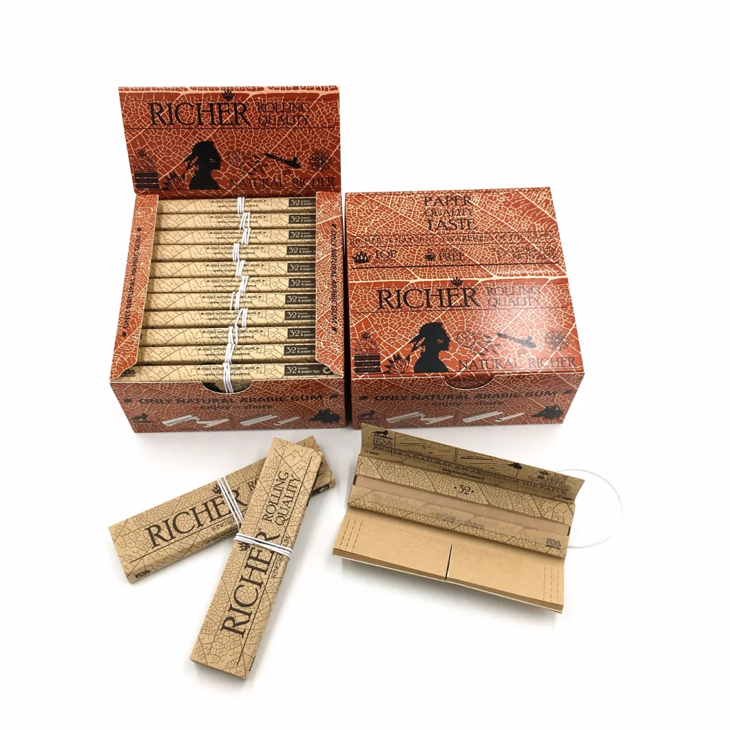 Richer Brown Cigarette Smoking Rolling Paper with Filter Tips