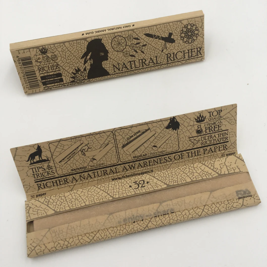 Custom Brand Unbleached Hemp Rolling Paper with Filters
