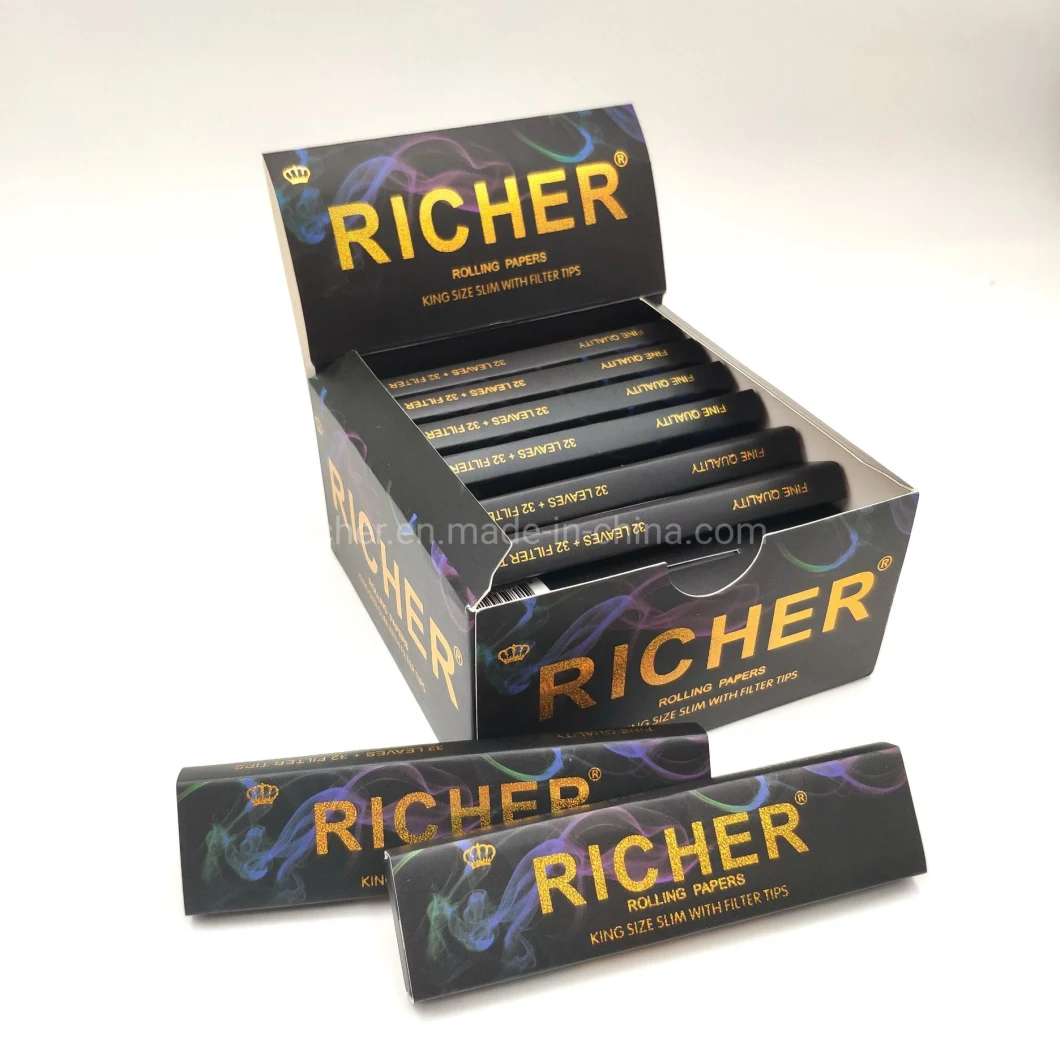 Richer Custom Unbleached Brown Tobacco Smoking Rolling Paper+Filters