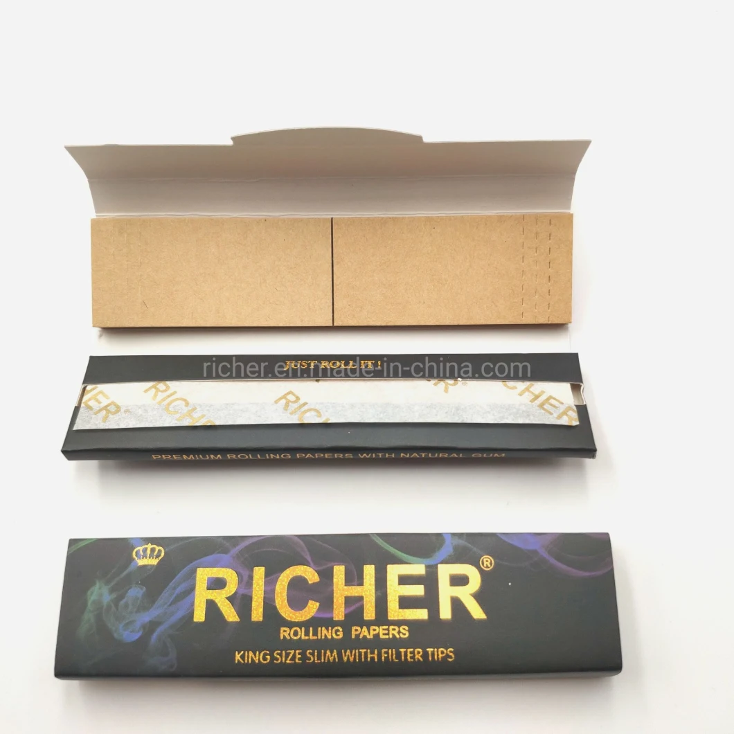 Richer Custom Unbleached Brown Tobacco Smoking Rolling Paper+Filters