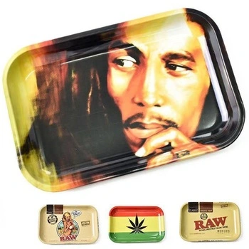 Tobacco Metal Raw Paper Rolling Tray Custom Printed Weed Rolling Tin Tray