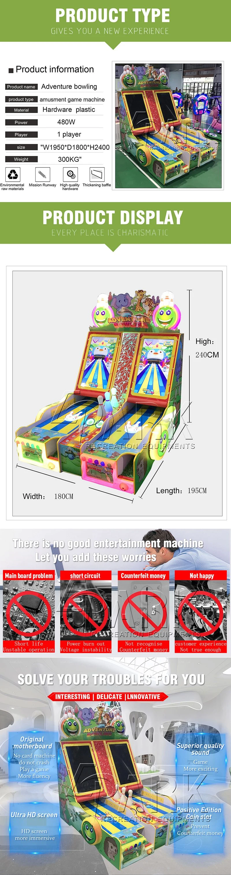 Coin-Operated Physical Fitness Bowling Game Machine Named Adventure Bowling