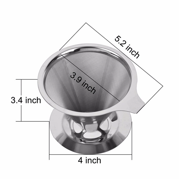 Coffee Stainless Steel Coffee Pour Over Filter Drip Reusable Coffee Filter