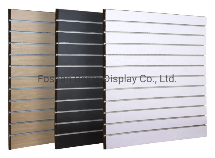 Display White MDF Slatwall for Gift Store/Book Shop/Garments Store/Sports Store/Shoes Store/Pharmacy Shop