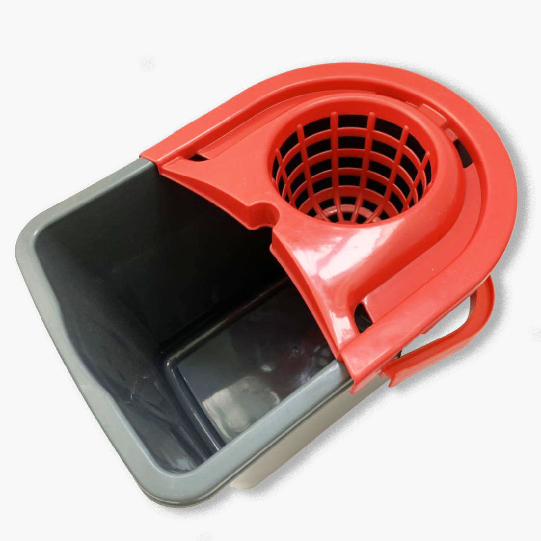 Quick Wring Bucket Floor Cleaning with Handle Plastic Floor Wringer Silver 14L Mop Bucket