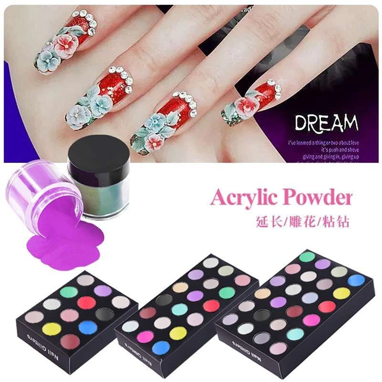 Private Label Color Acrylic Nail Art Carving Flowers Powder Nail Polish UV Gel Polish Decorations Powder