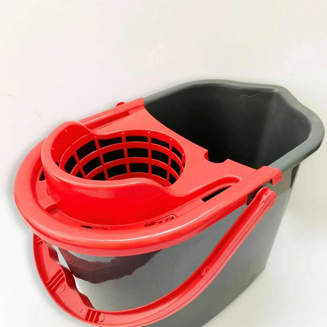 Quick Wring Bucket Floor Cleaning with Handle Plastic Floor Wringer Silver 10L Mop Bucket