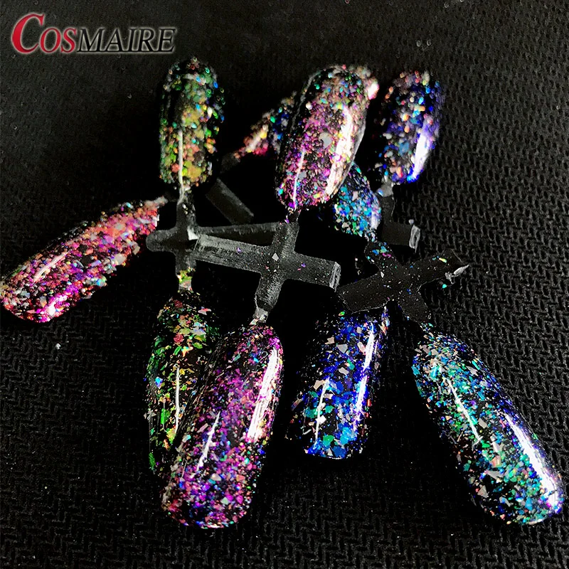 Mermaid Nail Glitter Set Aurora Sequins Flakes Irregular Iridescent Powder for Nails Art Manicure