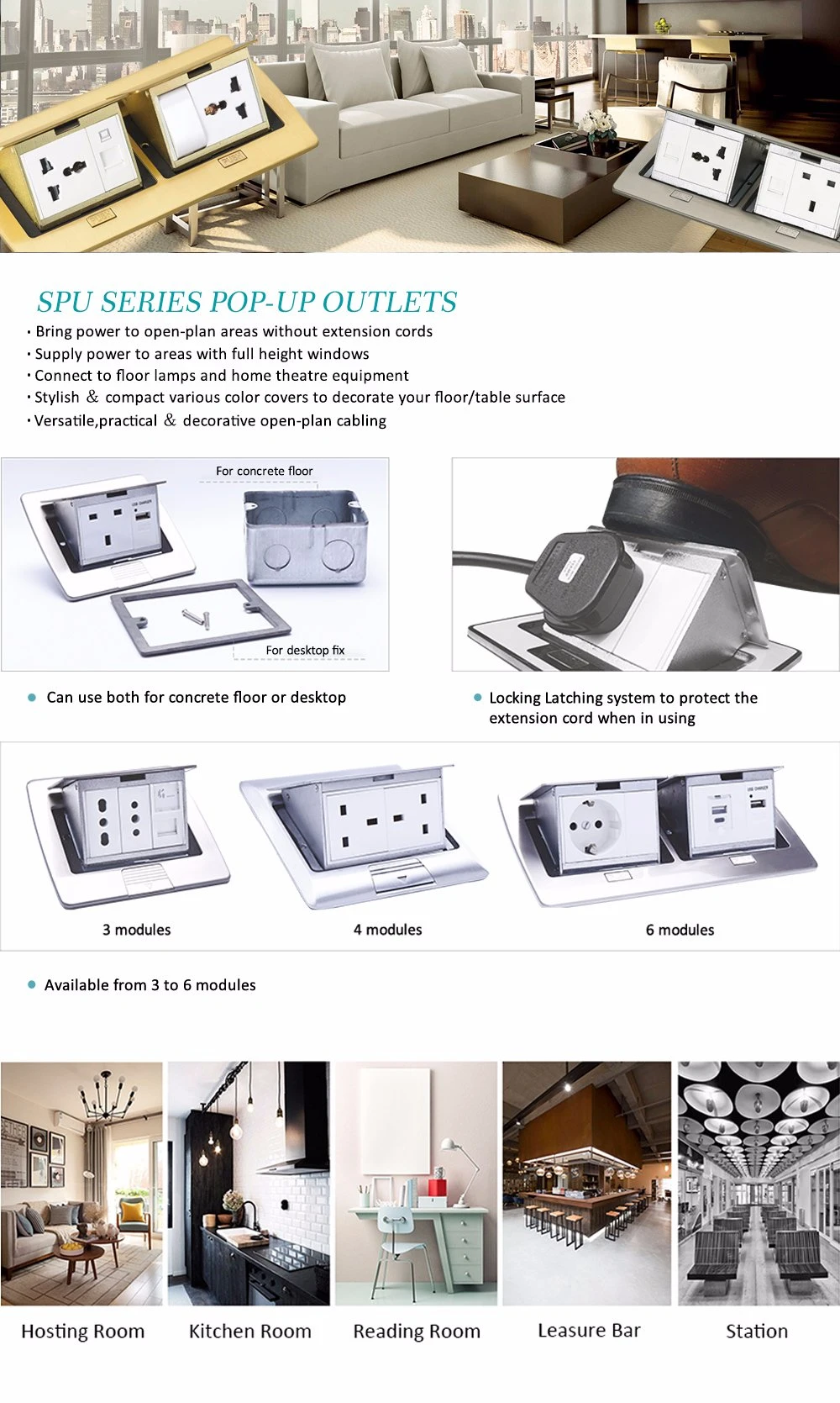 Silver/Stainless Steel Floor Boxes Floor Socket