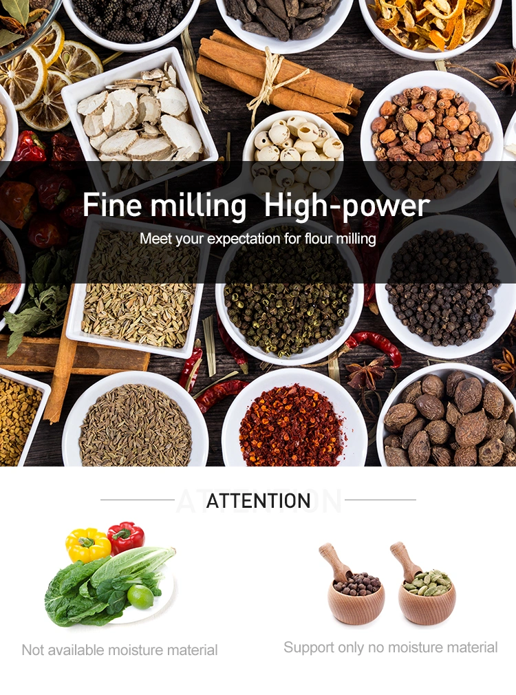 Grain Grind Mill Stainless Steel Multi Function Oily Materials Powdering Machine Dry Grinder Grinding Mill Pulverizer 1.5kw for Dry Chinese Herbs and Grains