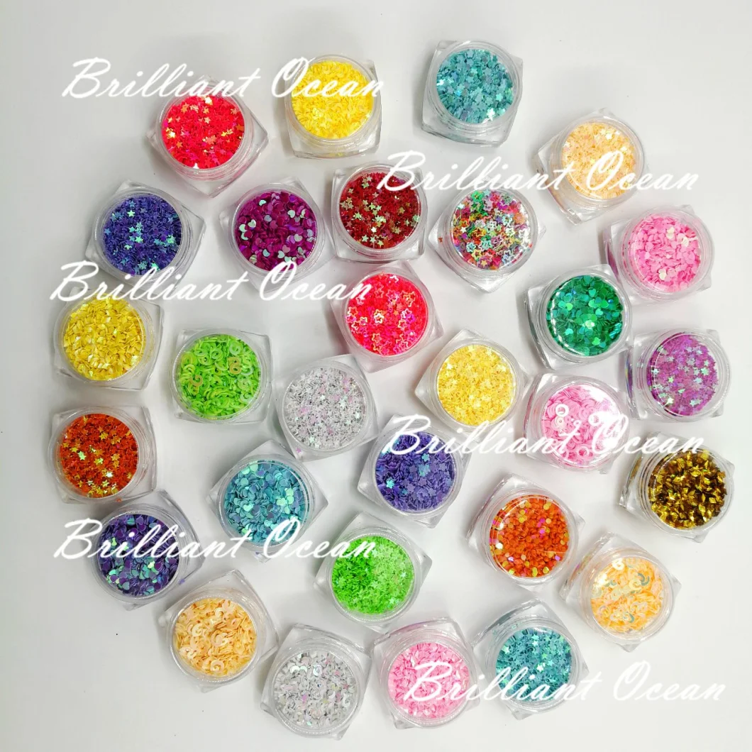 3G Box Multi Colors and Sizes Solvent Resistant Glitter Flakes Nail Polish Supply