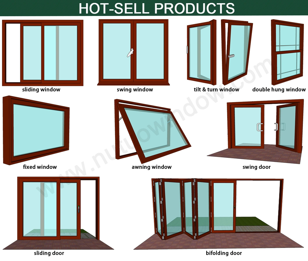 Heat Insulation Powder Coated Aluminum Sliding Window with Insect Screen