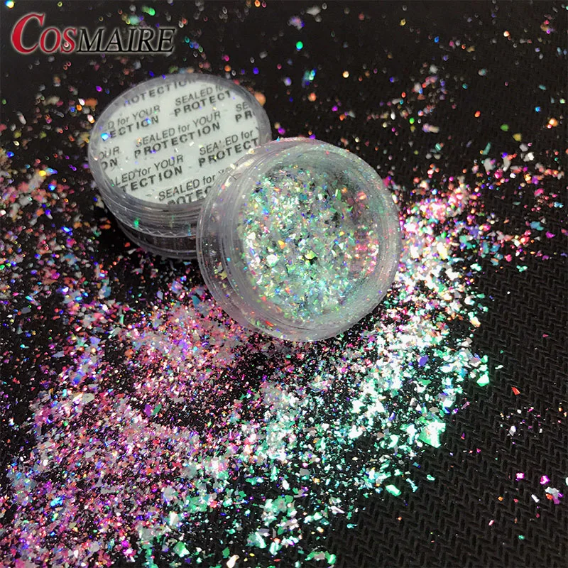 Mermaid Nail Glitter Set Aurora Sequins Flakes Irregular Iridescent Powder for Nails Art Manicure